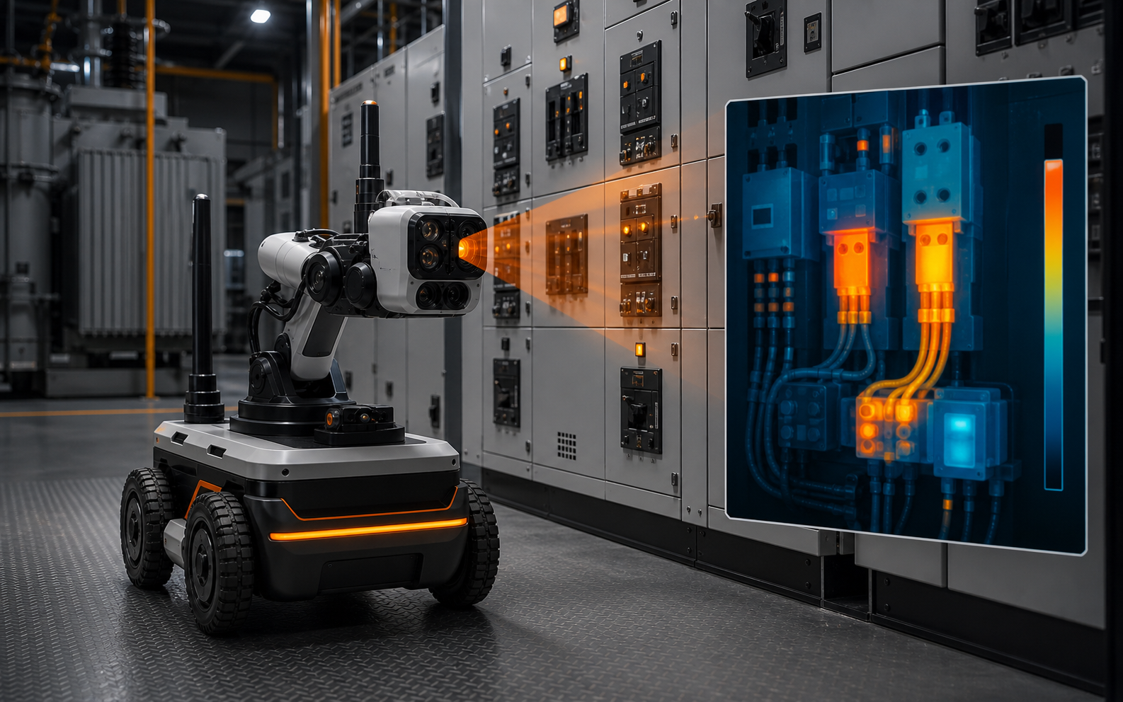 PDI robot performing thermal inspection on electrical assets